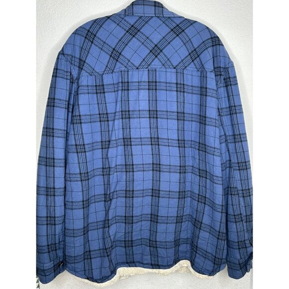 Big Mac Shirt Jacket Mens XL Blue Plaid Sherpa Lined Flannel Workwear Warm - Picture 2 of 12